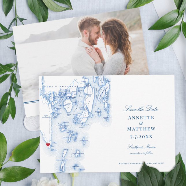 Southport Boothbay Harbor Maine Elegant Map Save The Date (Creator Uploaded)