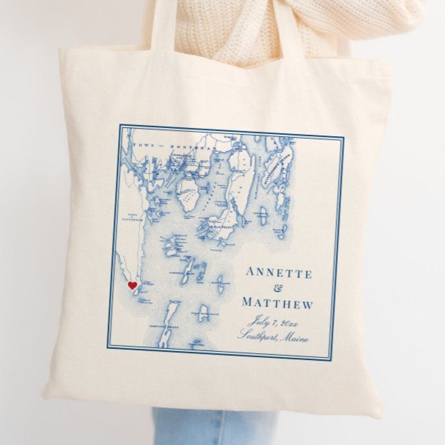 Southport Boothbay Harbor Maine Wedding Welcome Tote Bag (This Southport Maine wedding welcome tote bag is perfect for your Newagen Seaside Inn wedding)