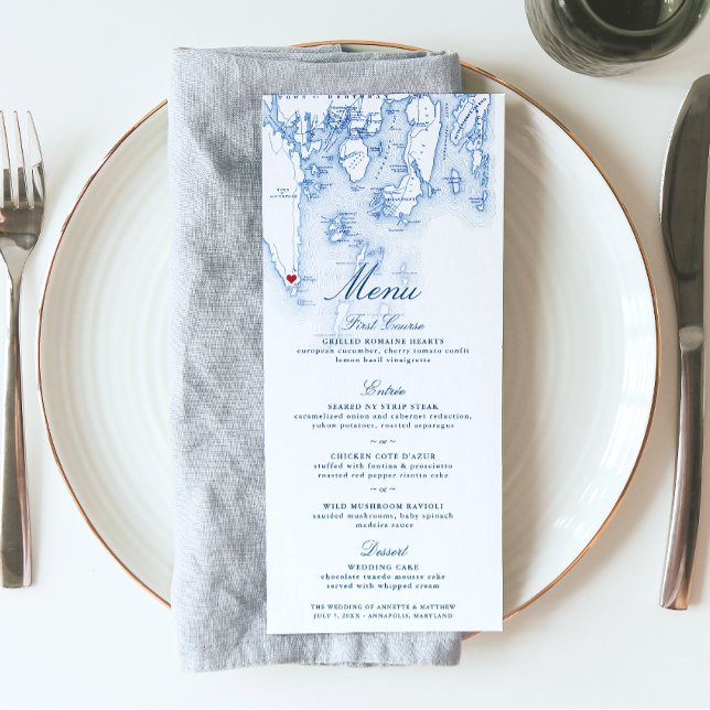 Southport Boothbay Harbor Map Elegant Navy Script Menu (These Navy Blue Southport Maine wedding menus are perfect for your destination wedding to Boothbay)