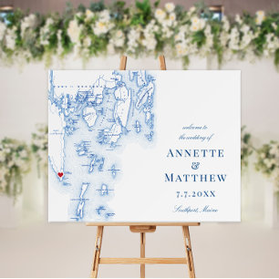 Southport Boothbay Harbor Map Wedding Welcome Sign