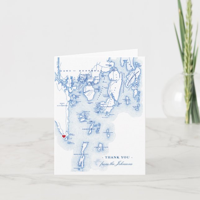 Southport Boothbay Maine Photo Navy Wedding Thank You Card (Front)