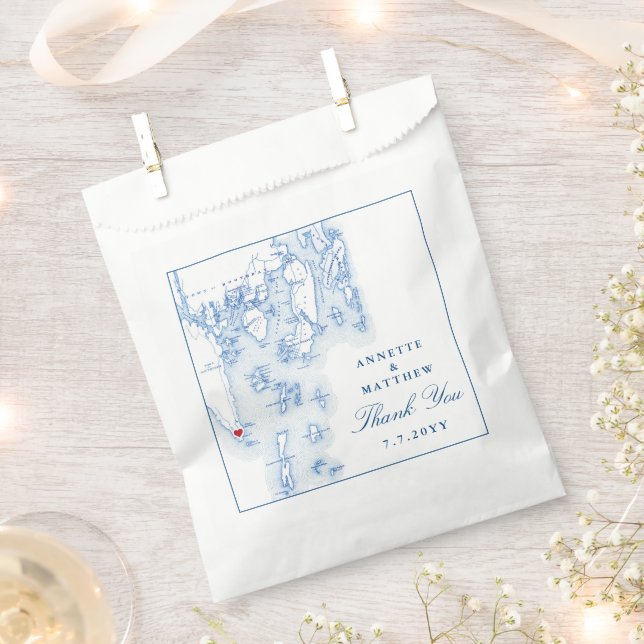 Southport Newagen Seaside Inn Blue Wedding Favor Bag (Clipped)