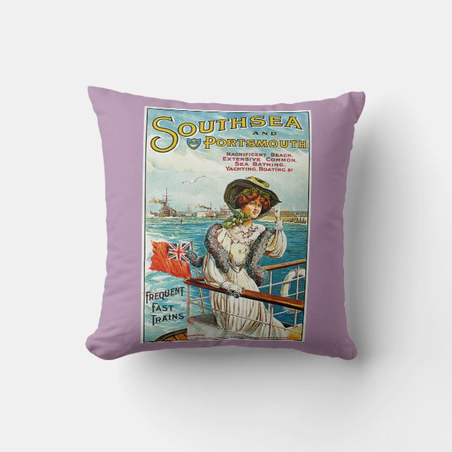 Southsea and Portsmouth Throw Pillow (Front)