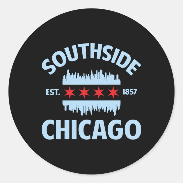 Southside Chicago Flag Skyline Classic Round Sticker (Front)