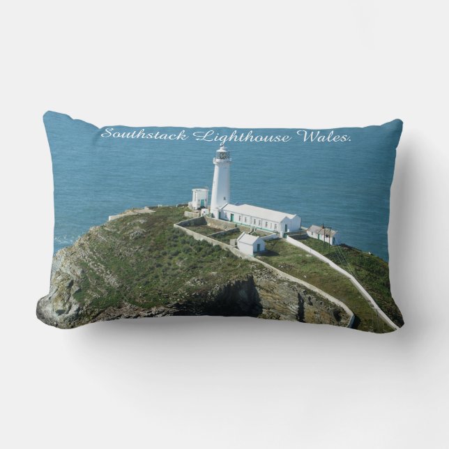 Southstack Lighthouse Wales. Lumbar Pillow (Front)