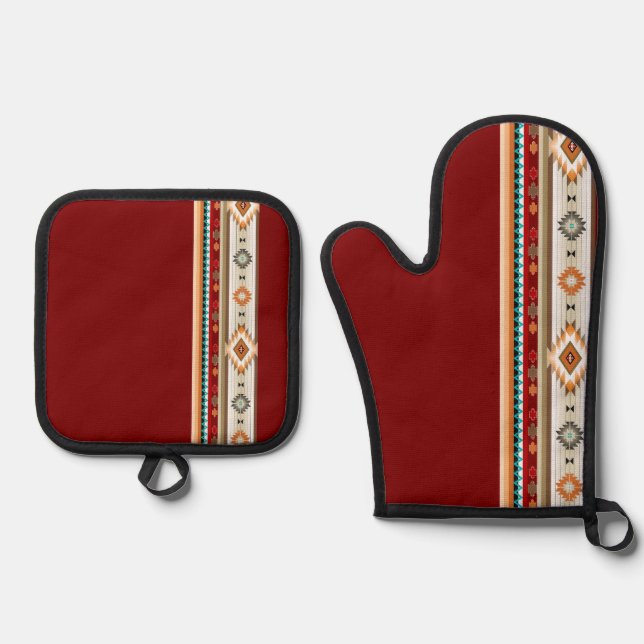 Southwest 2 - changeable colors oven mitt & pot holder set (Front)