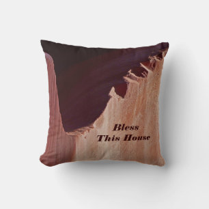 Southwest Abstract Bless This House Square Throw Pillow