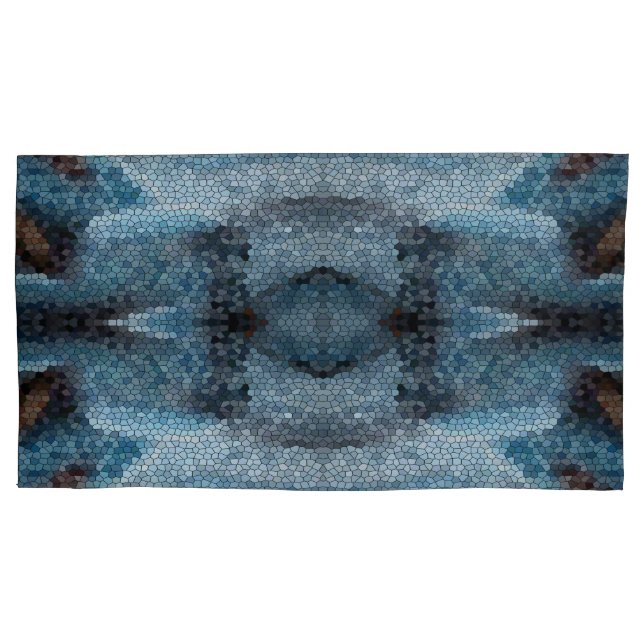 Southwest Abstract Mosaic Blue King Pillow Case (Front)