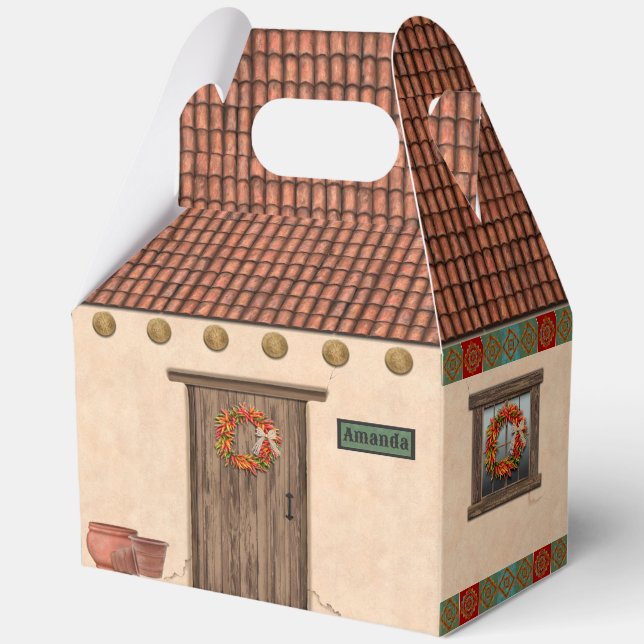 Southwest Adobe and Terracotta Tile House Design Favor Boxes (Front)