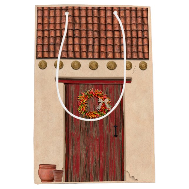 Southwest Adobe and Terracotta Tile House Design Medium Gift Bag (Front)