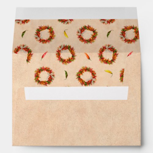 Southwest Adobe Chile Ristra Wreath Invitation  Envelope