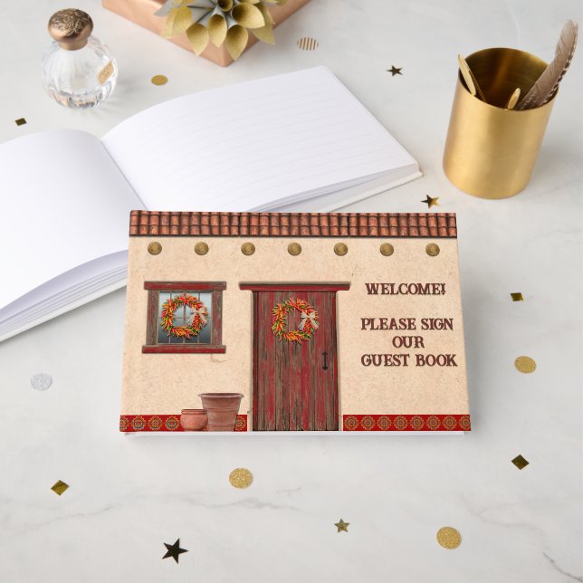 Southwest Adobe Hacienda Personalized  Guest Book (Front Open)