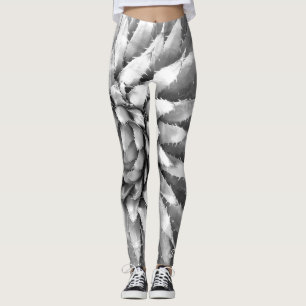 Southwest Agave Abstract Black and White, Name Leggings