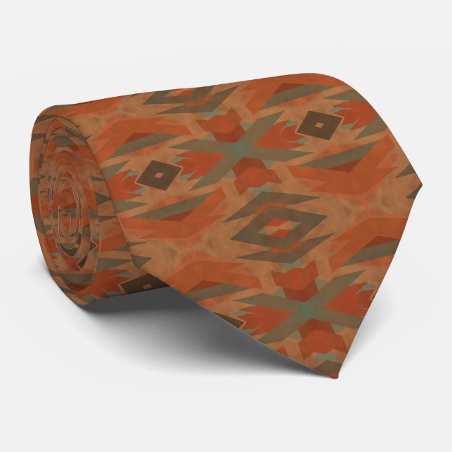Southwest American Indian Inspired Art Pattern Neck Tie (Rolled)