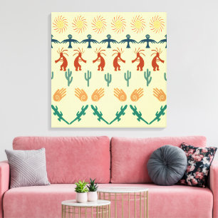 Southwest American Indian Tribal Petroglyphs Art Canvas Print
