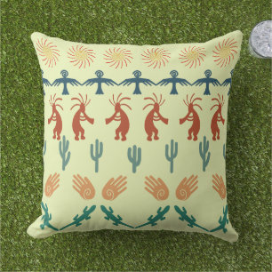 Southwest American Indian Tribal Petroglyphs Art Outdoor Pillow