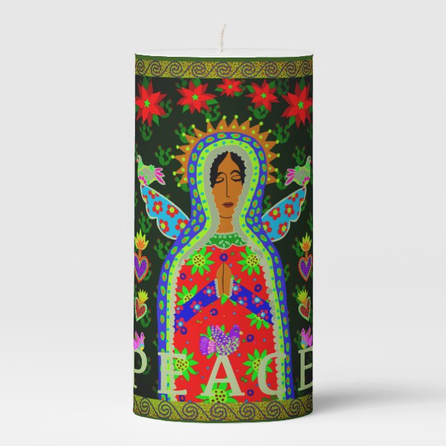 Southwest Angel of Peace green Pillar Candle (Front)