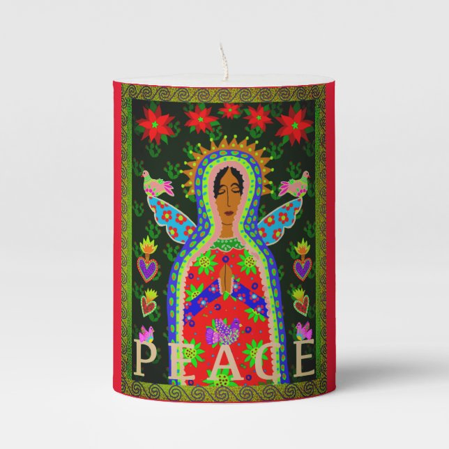 Southwest Angel of Peace Red Pillar Candle (Front)