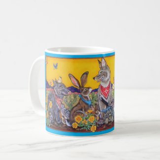 Southwest Animal Colorful Whimsical Coyote Desert Coffee Mug