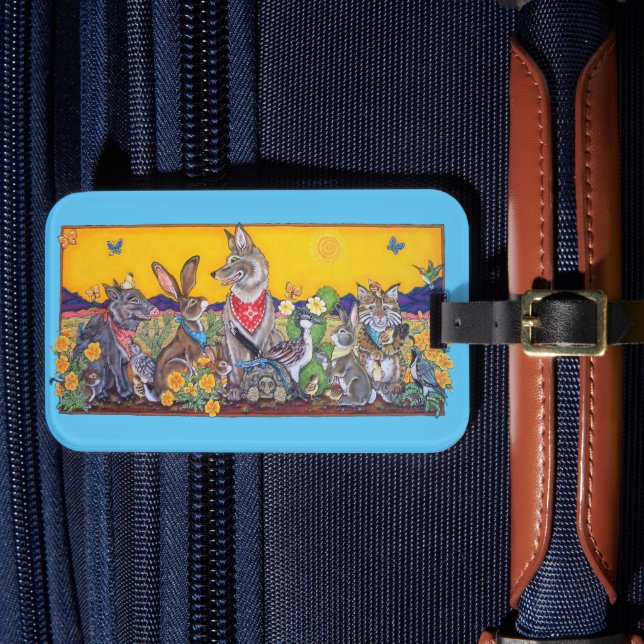 Southwest Animals Coyote Roadrunner Desert Luggage Tag (Front Insitu 4)