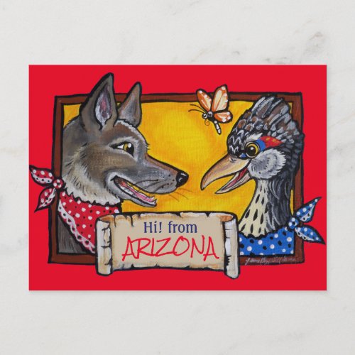 Southwest Arizona Coyote Roadrunner Souvenir Postcard
