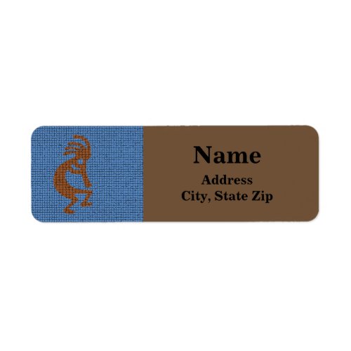 Southwest Arizona Flute Kokopelli on Blue Tile Label