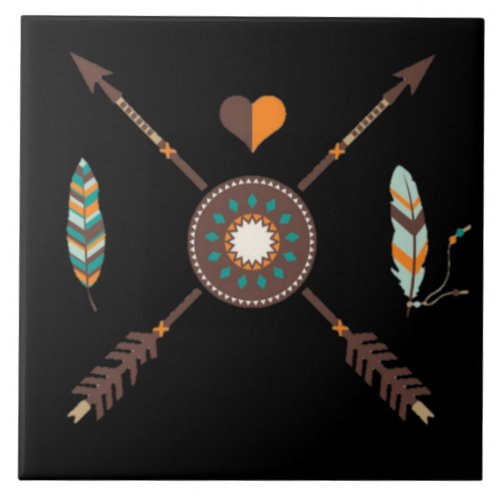 Southwest Arrows and Feathers Ceramic Tile