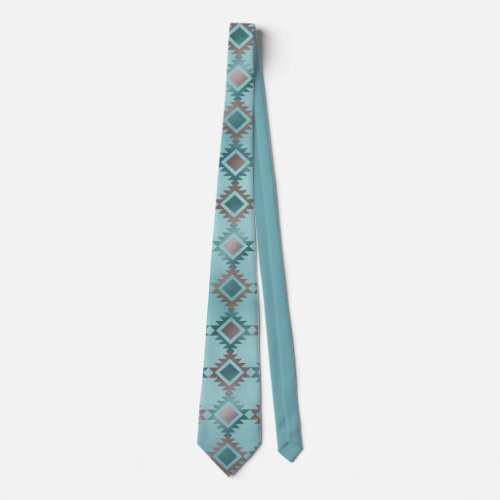 Southwest Aztec Blue Teal Design Pattern Neck Tie