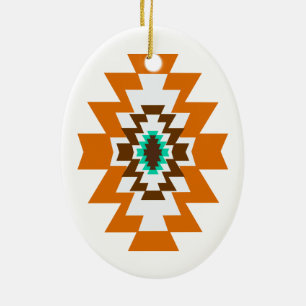 Southwest Aztec Native American Tribal Design Ceramic Ornament