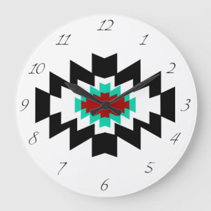 Southwest Aztec Native American Tribal Design Large Clock