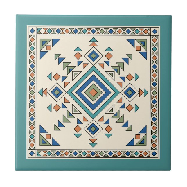 Southwest Aztec Pattern Ceramic Tile (Front)