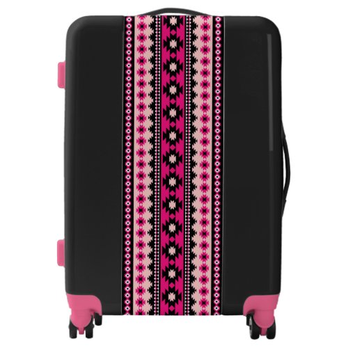 Southwest aztec pattern pink luggage