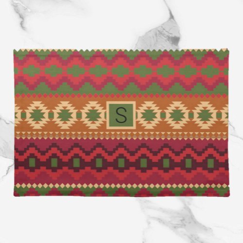 Southwest Aztec Style Pink Green and Brown Cloth Placemat
