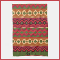 Southwest Aztec Style Pink Green and Brown Kitchen Towel