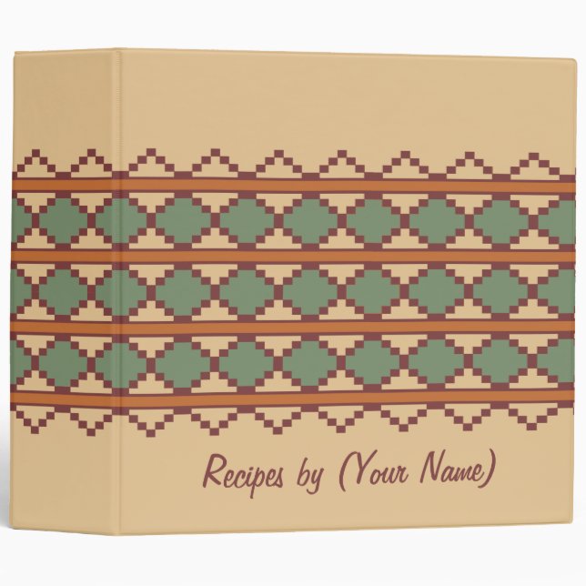 Southwest Aztec Tribal Indian Kitchen Recipe Book 3 Ring Binder (Front/Spine)