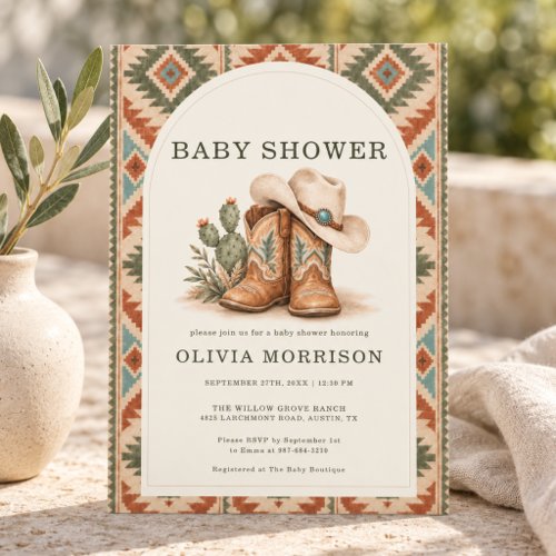 Southwest Terracotta Modern baby shower invitation