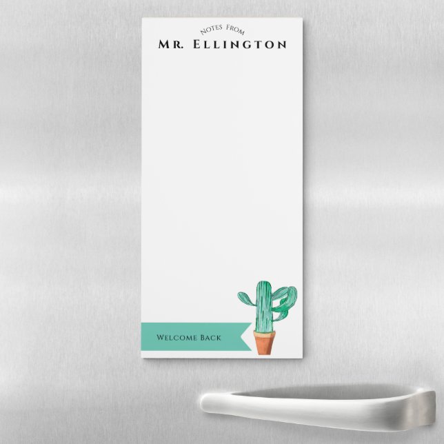 Southwest Back To School Teacher Saguaro Cactus Magnetic Notepad (In Situ)