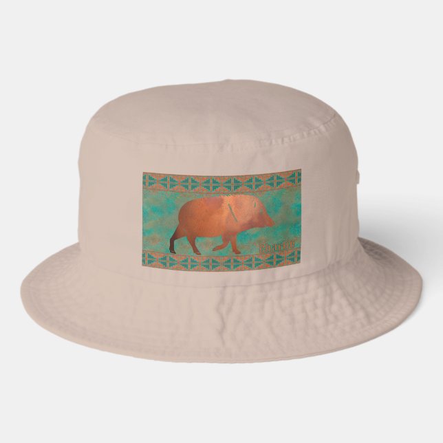 Southwest Big Javelina Copper Teal Personalized Bucket Hat (Front)