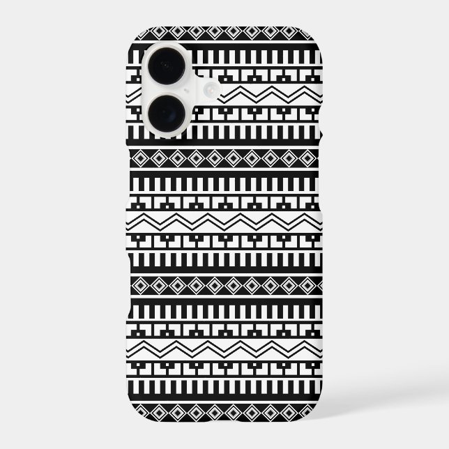 Southwest Black White Geometric Minimalist Design iPhone Case (Back)