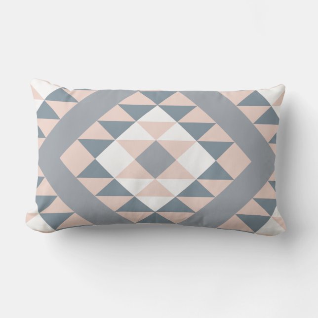 Southwest Blanket Pattern Blush and Gray Lumbar Pillow (Front)