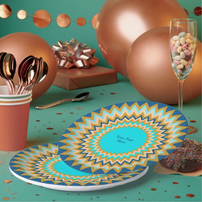 Southwest Blue Gold Fiesta All Occasion Paper Plates (Multi)