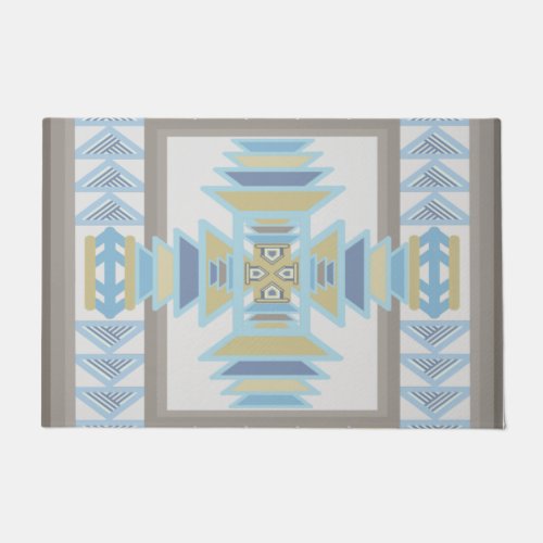 Southwest Blues Indian Blanket Art Design  Doormat