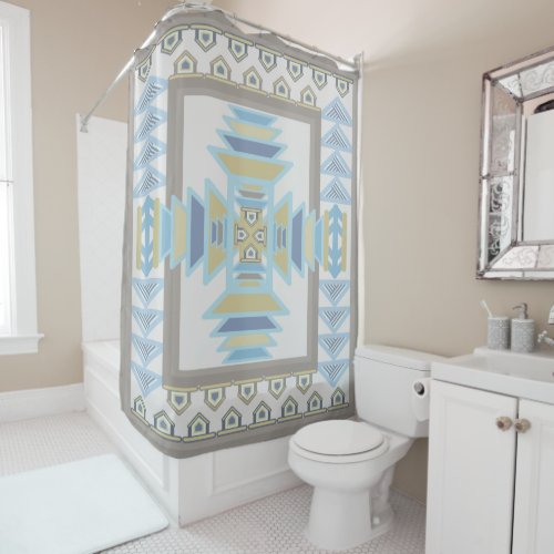 Southwest Blues Indian Blanket Art Design  Shower Curtain