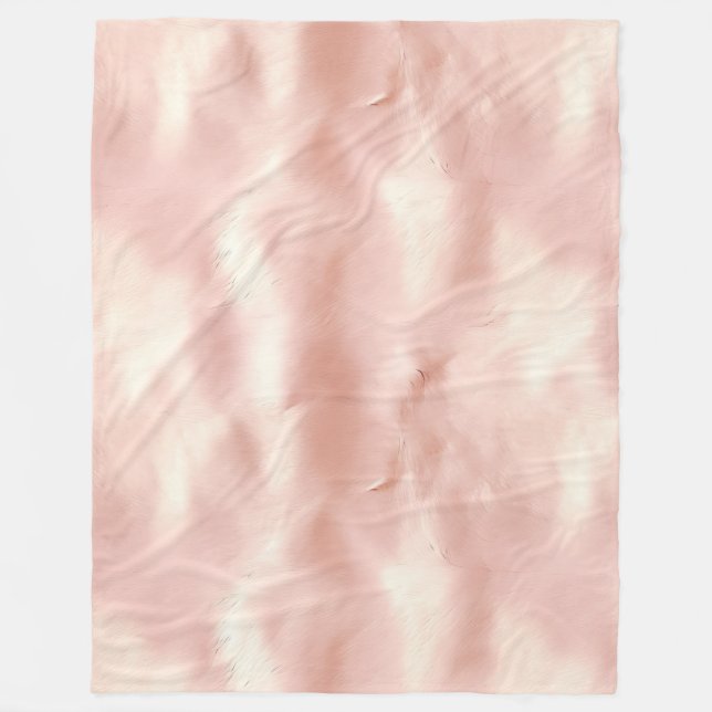 Southwest Blush Pink Cowgirl Cowhide Fleece Blanket (Front)