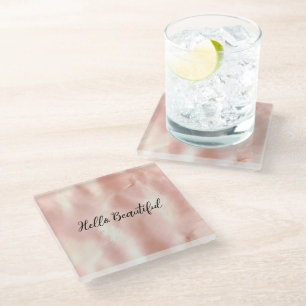 Southwest Blush Pink Cowgirl Cowhide Glass Coaster