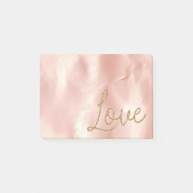Southwest Blush Pink Cowgirl Cowhide Glitter Love Post-it Notes (Front)