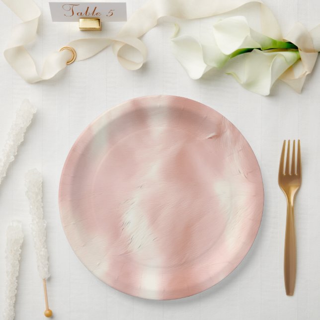 Southwest Blush Pink Cowgirl Cowhide Paper Plates (Wedding)