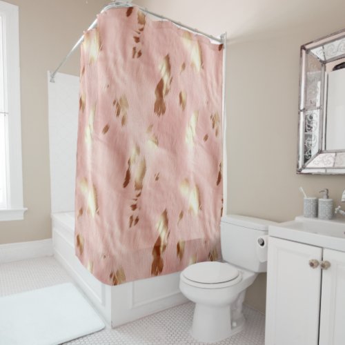 Southwest Blush Pink Gold Cowgirl Cowhide Shower Curtain