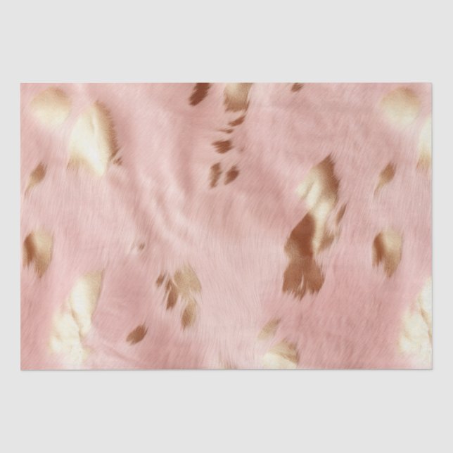 Southwest Blush Pink Gold Cowgirl Cowhide Tissue Paper (Front)