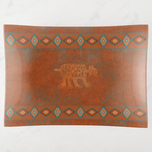 Southwest Bobcat Petroglyph Trinket Tray